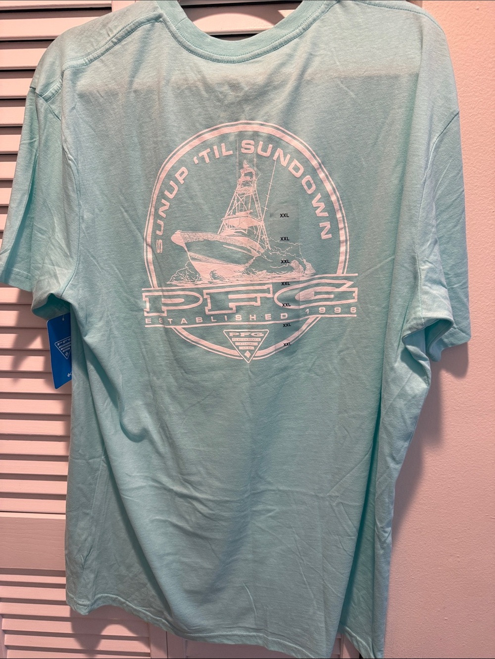 Columbia Light Aqua Short Sleeve Boating Logo Tee - Picture 2 of 5